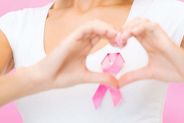 woman with pink cancer ribbon